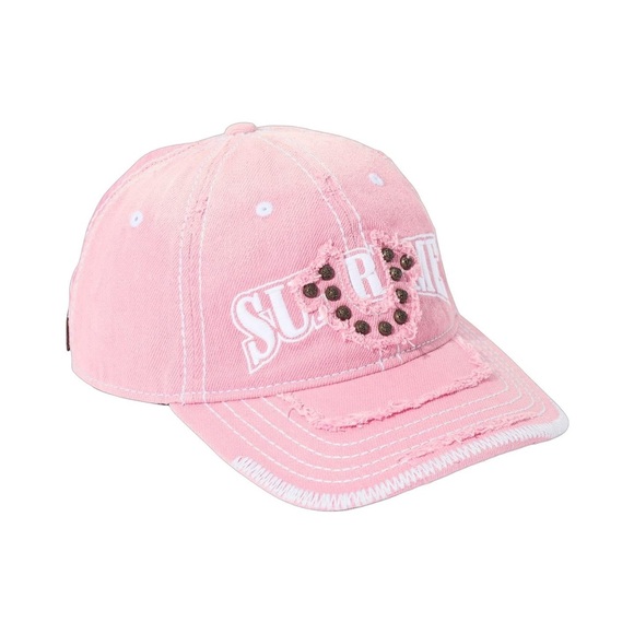 SUPREME®/TRUE RELIGION MESH BACK 6-PANEL Logo Cap Pink Hat Adjustable SS25